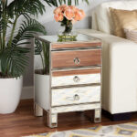 Baxton Studio Ewan Contemporary Glam and Luxe Mirrored 3-Drawer .