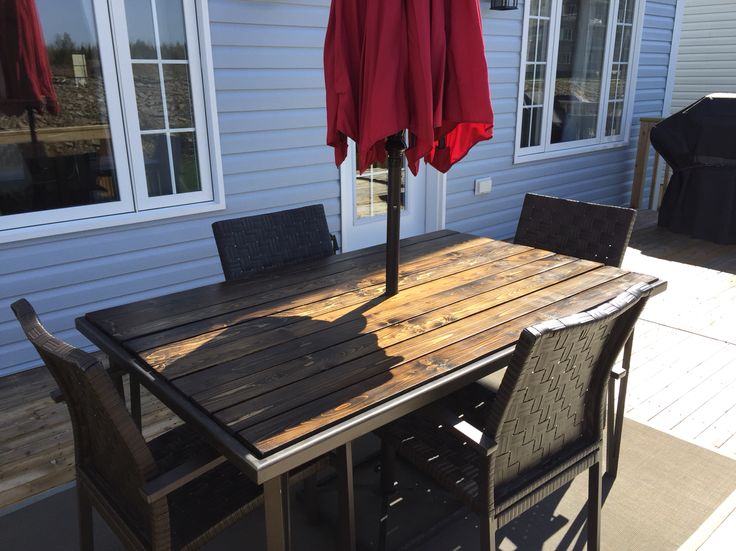 New wooden top for the patio table to replace the glass top that .