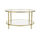 Home Depot Bella Round Gold Leaf Metal Coffee Table (34x18 .