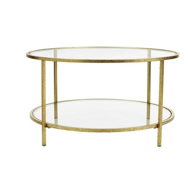 Home Depot Bella Round Gold Leaf Metal Coffee Table (34x18 .
