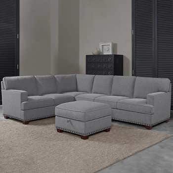 Thomasville Emilee Fabric Sectional with Storage Ottoman | Fabric .