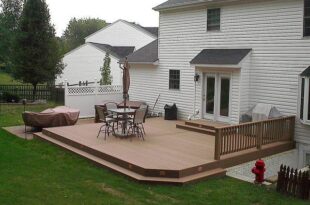 Ground level composite deck | Decks backyard, Backyard patio, Deck .