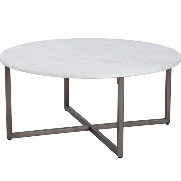 Kiara Coffee Table - Round in White by Sunpan | Coffee table .