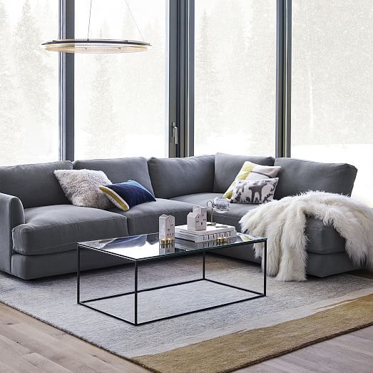 Haven 2-Piece Bumper Chaise Sectional (106"–113") | Modern .