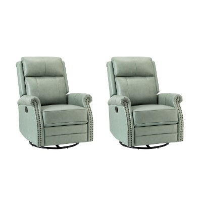 Irene 30.5" Wide Genuine Leather Manual Recliner With Rolled Arms .