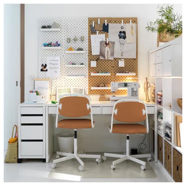 MICKE white, Desk, 142x50 cm - IKEA | Bureau blanc, Caisson à .
