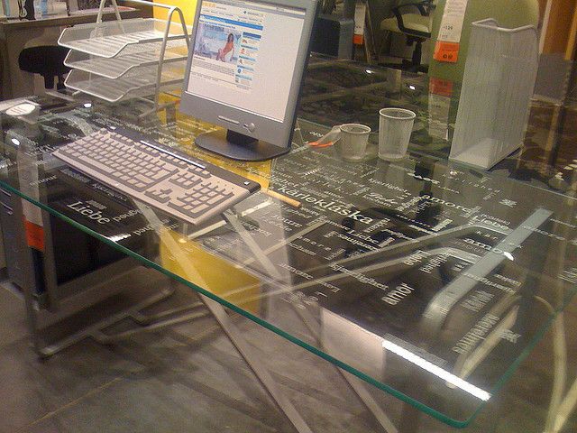 Ikea Desk Love | Ikea glass table top, Ikea glass table, Glass top .