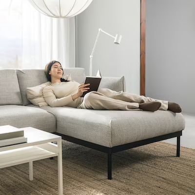 ÄPPLARYD Sofa with chaise, Lejde light gray - IKEA | Chaise, Sofa .