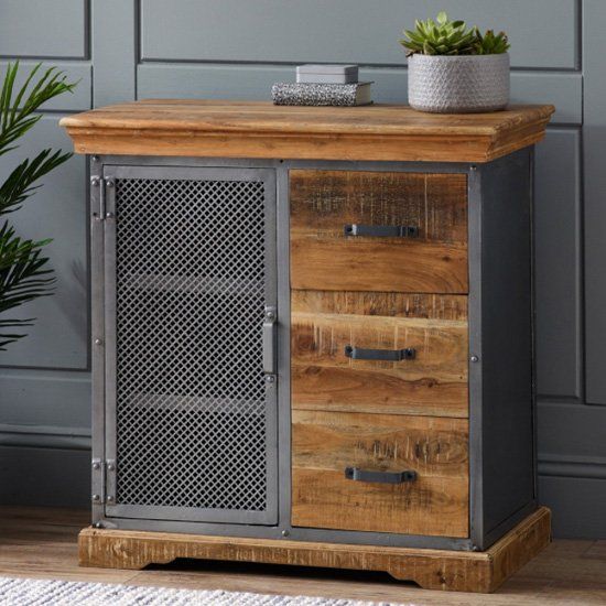 Metapoly Industrial Sideboard In Acacia With 1 Door 3 Drawers .