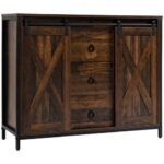 Homcom Industrial Farmhouse Buffet Cabinet, Kitchen Sideboard With .