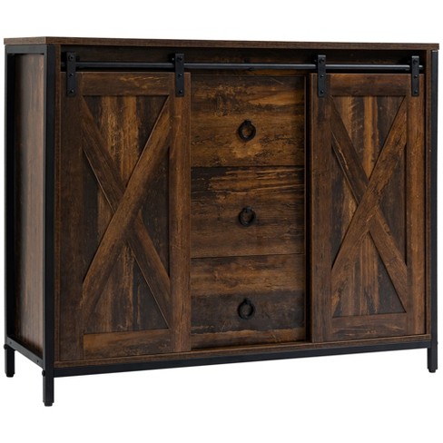 Homcom Industrial Farmhouse Buffet Cabinet, Kitchen Sideboard With .