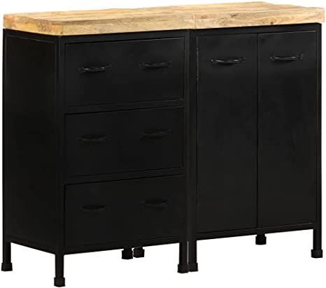 Queen.Y Metal Sideboard with Wood Table Top, Buffet Cabinet, 2 .