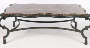 LARGE WROUGHT IRON COFFEE TABLE MARBLE TOP : Lot 600 | Marble top .