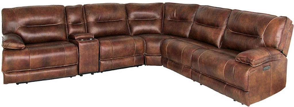 Man Wah 6 Piece Leather Power Reclining Sectional 70048-Sectional .