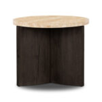 Four Hands Toli End Table - Travertine - Smoked Bla