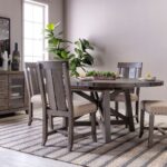 Jaxon Grey 54-72" Round Extension Dining With Wood Chair Set For 4 .