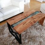 Waterfall River Table Made of Elm Wood and Turquoise Epoxy - Etsy .