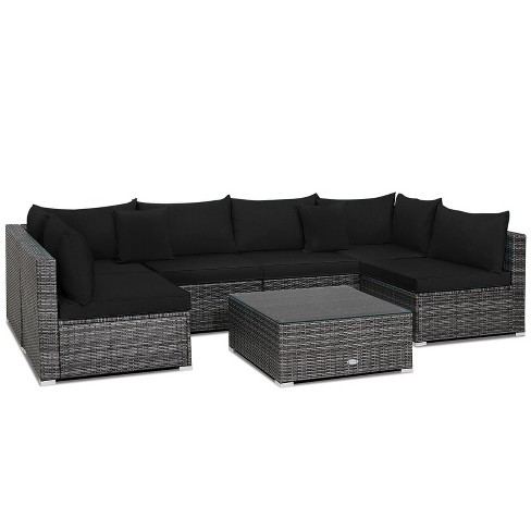 Tangkula 7pcs Patio Rattan Sectional Sofa Set Outdoor Furniture .