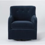 Katrina Velvet Blue Swivel Glider Chair | Living Spac