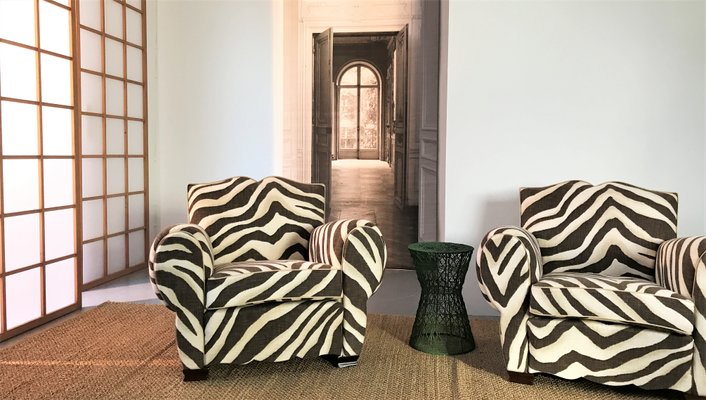 French Zebra Club Chair, 1950s for sale at Pamo