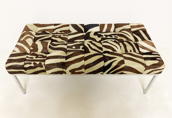 Vintage Zebra Print Bench, 1970 for sale at Pamo