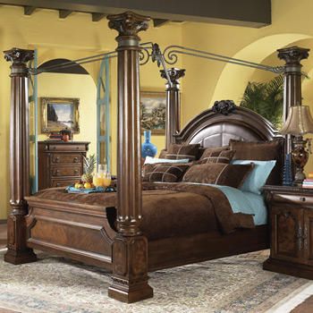 Four post bed | Canopy bedroom sets, King bedroom sets, Bedroom se