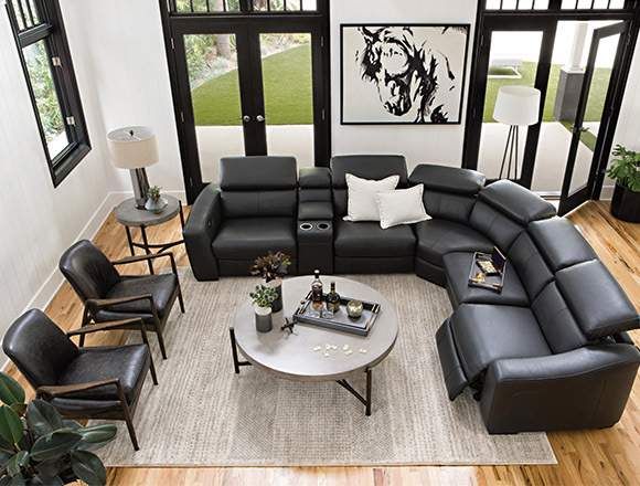 modern Living Room with Kristen Slate Grey 6 Piece Power Reclining .