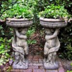 garden pots pair of stone cherubs large garden planters 600x600 .