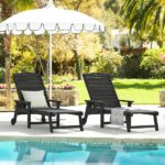 LUE BONA Oversized Plastic Outdoor Chaise Lounge Chair with Wheels .