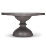 Violet Spindle Grey Concrete Outdoor Pedestal Round Dining Tab