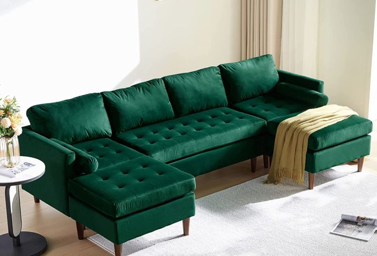 wirrytor Modular Sectional Sofa, Velvet U Shaped Couch, Modular .