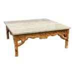 Mid 20th Century Large Marble and Carved Wood Coffee Table | Chairi