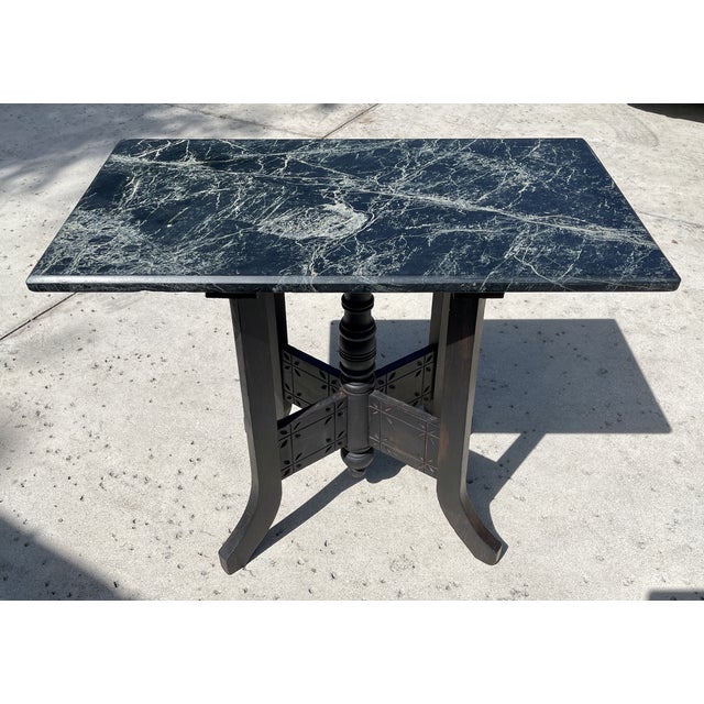 Antique 19th Century Black Marble Top & Victorian Base Serving .