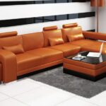 Heather Small Modern Leather Sectional with Chaise | Modern .