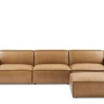 Jonathan Leather Extended Sofa with Ottoman | Castlery | Castlery .