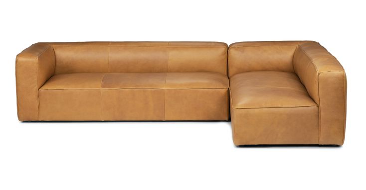 Taos Tan Mello Right Facing Leather Sectional Sofa | Article .