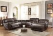 8brown-recliner-sectional-with-table-console-in-center | Sectional .