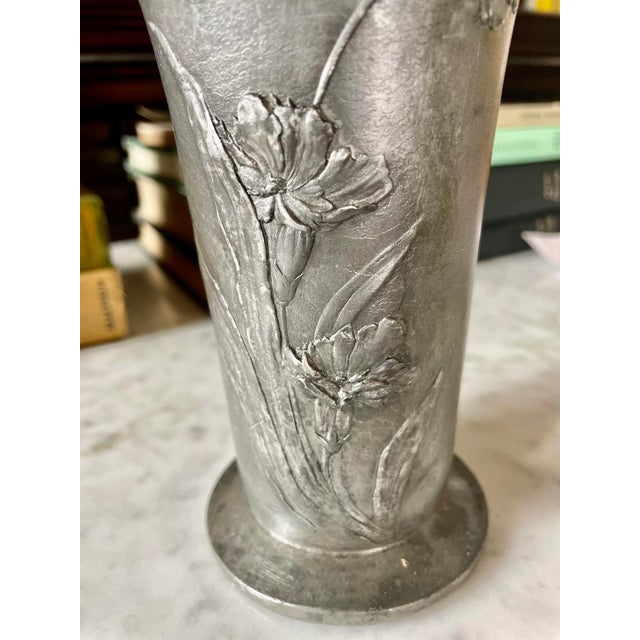 Antique Art Nouveau Iris Vase by Hugo Leven for Kayserzinn | Chairi