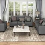 3 Piece Sectional Sofa Set with Loveseat, 3-Seater Couch and .