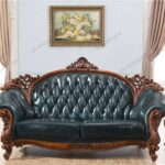 Europe classic design furniture wood carved living room leather .