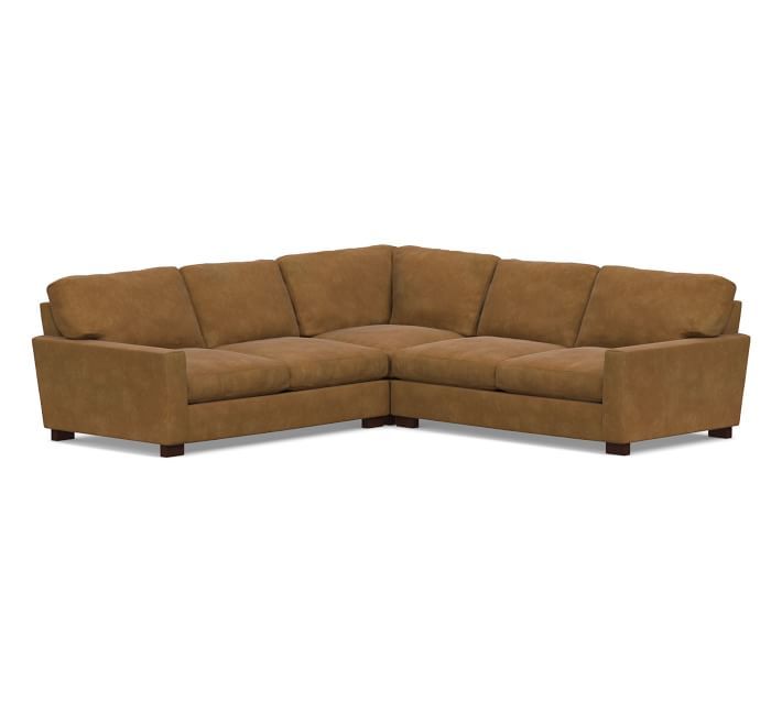Turner Square Arm Leather 3-Piece L-Sectional | Sectional, Rolled .