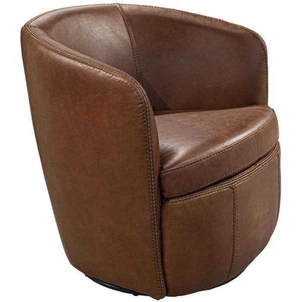 Barolo Swivel Club Chair in Vintage Cognac by Parker Living .