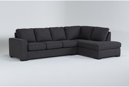 Lucy Dark Grey 114" Queen Sleeper Sectional With Right Arm Facing .