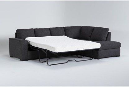 Lucy Dark Grey 114" Queen Sleeper Sectional With Right Arm Facing .