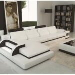 Luxury Polaris White And Black Contemporary Leather Sectional Sofa .