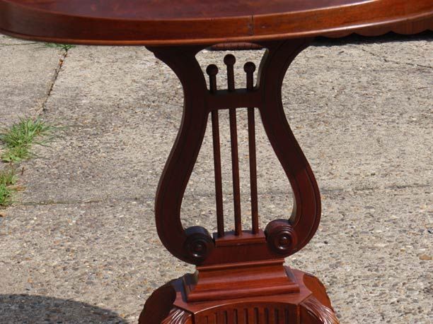 Mersman Mahogany Duncan Phyfe Oval Harp Lyre End Table | End .