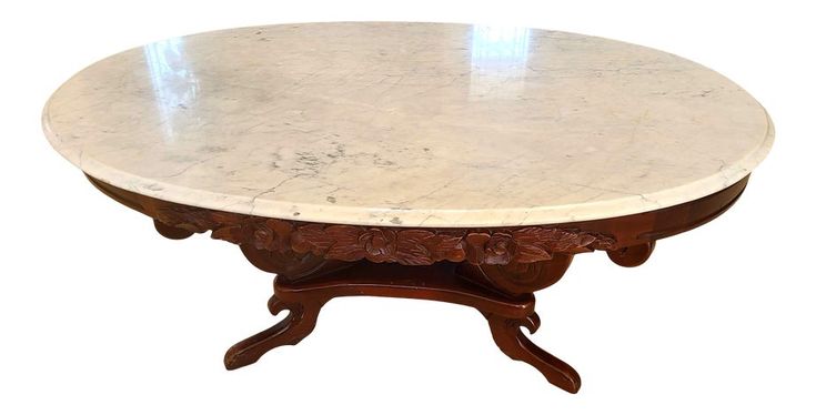 1940s Kimball Victorian Lyre Harp Marble Coffee Table | Marble .