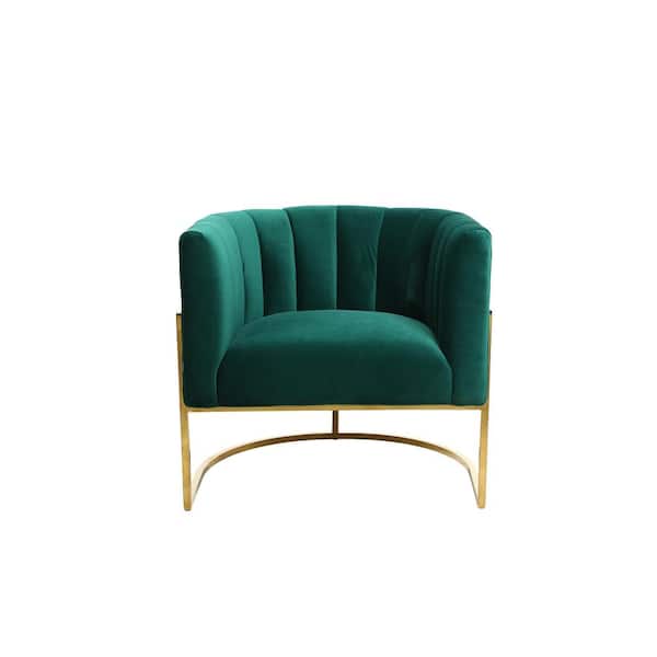 HOMEFUN Green Modern Velvet Upholstered Barrel Chair with U-Shaped .