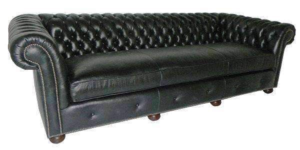 Manchester Leather Button Tufted Chesterfield Bench Seat Sofa .
