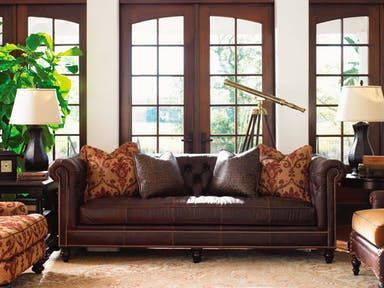 Tommy Bahama Home Living Room Manchester Leather Sofa LL7994-33AA .